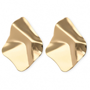 Statement earrings / earpins organic rhombus with stainless steel post Gold