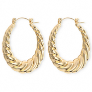 Statement earrings / creoles twisted with stainless steel post Gold