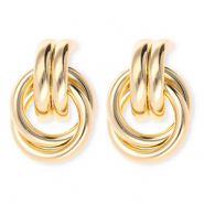 Statement earrings / earpins double ring with stainless steel post Gold
