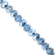 Top faceted beads 8x6mm disc Blue-Pearl Shine Coating