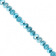 Top faceted beads 4x3mm disc Teal Blue-Pearl Shine Coating
