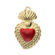 Stainless steel charms heart Gold-Red