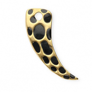 Stainless steel charms horn with leopard print Gold-Black