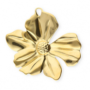 Stainless steel charms flower Gold