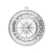 Stainless steel charms circle with sun Silver