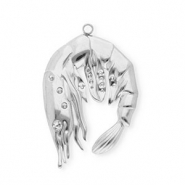 Stainless steel charms shrimp Silver