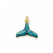 Brass TQ metal charms tail Gold-Teal Blue