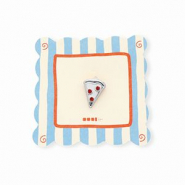 BY31&reg; Eco-brass metal charms pizza slice Silver-Red