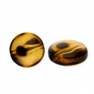 Acrylic beads rondelle with leopard print Transparent Amber Brown