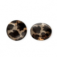 Acrylic beads rondelle with leopard print Transparent Light Brown-Dark Brown
