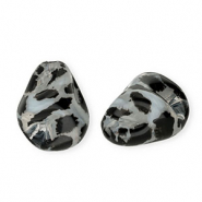 Acrylic beads drop with leopard print Transparent-black