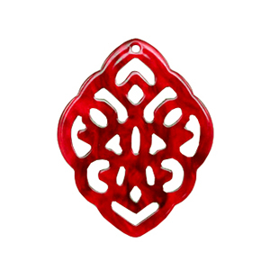 Resin pendants rhombus baroque Cherry Red
