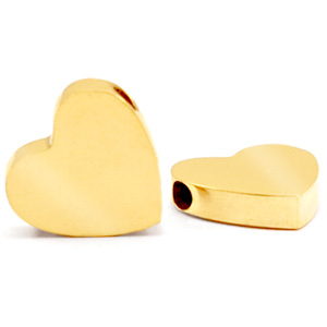 Stainless steel beads heart Gold