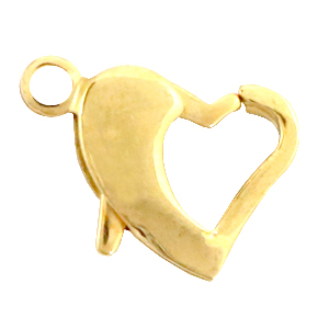 Stainless Steel findings lobster clasp heart 14mm Gold
