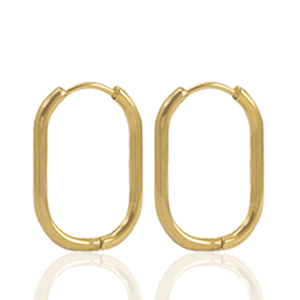Stainless steel earrings creole oval Gold