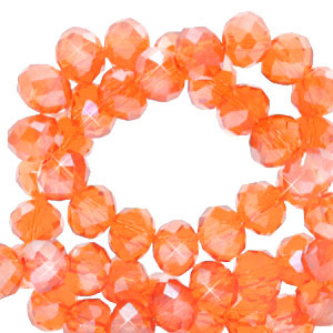 Top faceted beads 6x4mm disc Warm Comfort Orange-Pearl Shine Coating