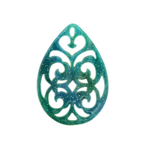 Resin pendants drop baroque 38x27mm Ocean Green