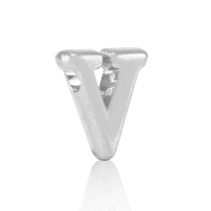 DQ European metal letter beads V Antique Silver (nickel free)