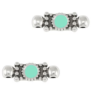 DQ European metal charms connector Antique Silver-Veraman Blue (nickel free)