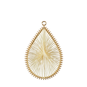 Crochet pendants with macram&eacute; bead cord drop Gold-Off White