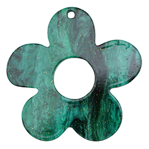 Resin pendants flower glitter Multicolor Green