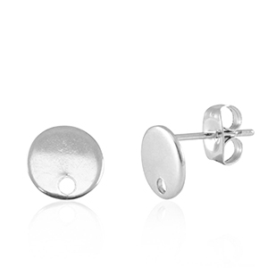 Stainless steel findings earrings / earpin with eye 8mm Silver