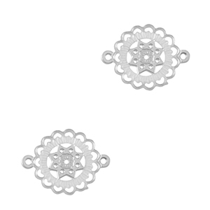 Stainless steel charms connector Bohemian 10mm Silver