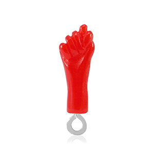 Resin pendants "Mano Fico" Red-Silver