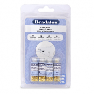 Beadalon Crimp Bead tubes Variety Pack (0.8mm, 1.3mm, 1.5mm, 1.8mm) Gold