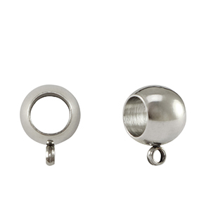 Stainless Steel findings bead with loop 8x5mm Silver