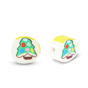 Polymer beads Christmas tree White-Green