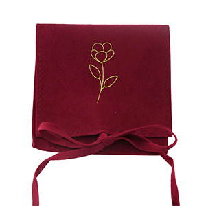Jewellery Bag flower Burgundy Red-Gold