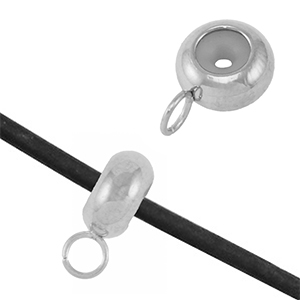 Stainless steel findings smart stopper bead with loop Silver