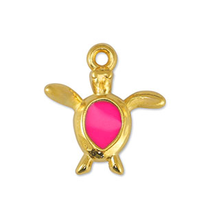 DQ European metal charms turtle Pearl Turquoise-Gold (nickel free)