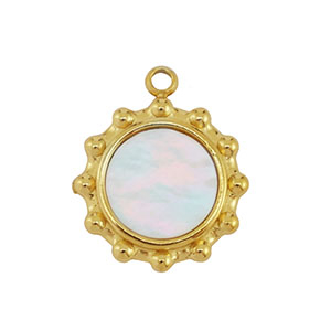 Stainless steel charm shell sun Gold-White (natural colour)