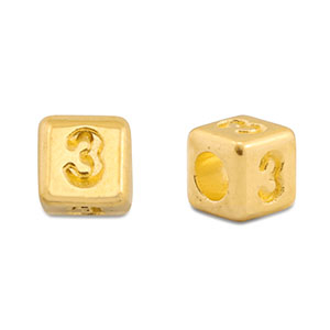 DQ 3 European metal letter beads Gold (nickel free)