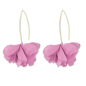 Trendy earrings chiffon flower Mauve Pink-gold