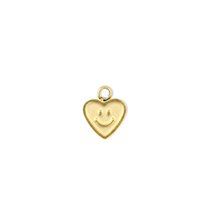 Stainless steel charms heart with smiley Gold