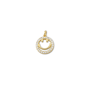 Brass TQ metal charms smiley Gold