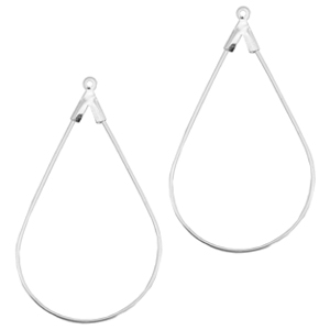 DQ European metal findings creole earrings charms oval Silver (nickel free)