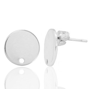 DQ European metal findings earpin round 12mm Antique Silver (nickel free)