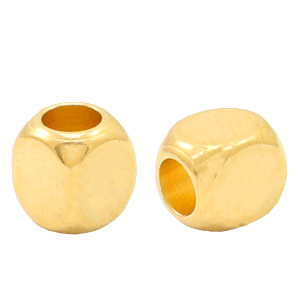 DQ European metal beads cube 4mm Gold (nickel free)