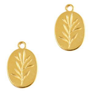 DQ European metal charms leaf Gold (nickel free)