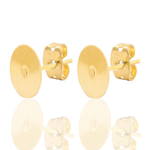 DQ European metal findings earpins 8mm Gold (nickel free)