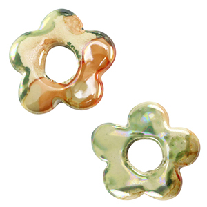 DQ greek ceramic beads flower Light Green-Orange