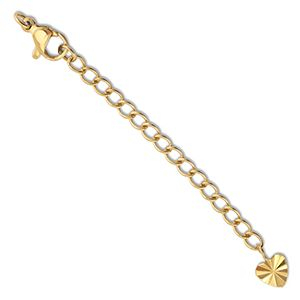 Stainless Steel findings extension chain set heart with lobster clasp Gold