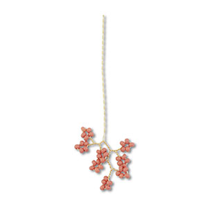 Glass seed beads charms flower Gold-Mauve Pink