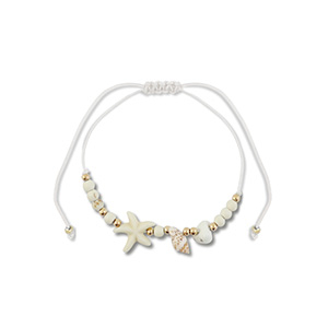 Ready-made Bracelets mixed beads White-Gold