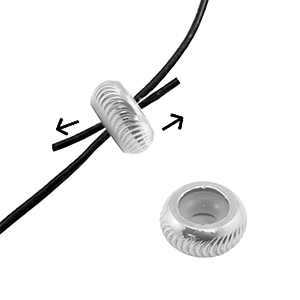 Stainless steel findings smart stopper bead with motif 6mm Silver
