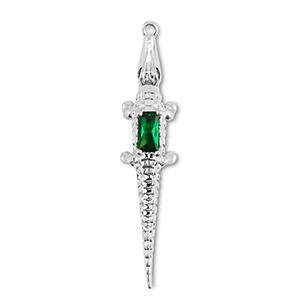 Brass TQ metal charms crocodile Silver-Dark Green